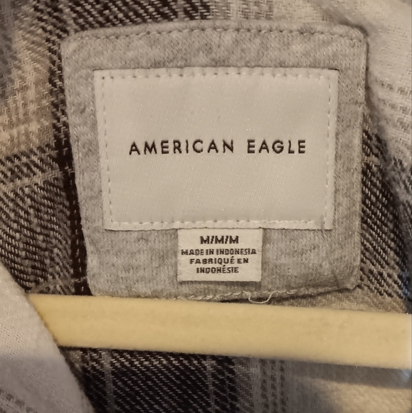 American Eagle Hoodie Flannel M White Black Grey - Picture 6 of 9